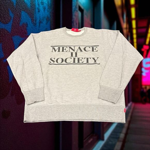 Supreme Menace To II Society Crewneck Spring Summer Release 2014 Size Large Gray - Picture 1 of 8